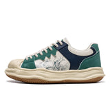 Green Casual Sneakers Men's Spring Vulcanized Shoes Street Hip Hop Canvas Platform Footwear MartLion Beige Blue  R003A 39 CHINA