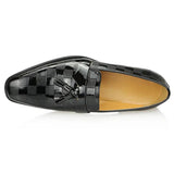Luxury Genuine Leather Men's Shoes Casual Patent Leather Fringe Elegant Office Loafers Designer Handmade Black MartLion   