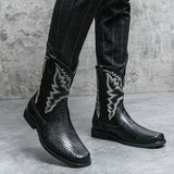 Men's Winter Crocodile Pattern Boots Trends Embroider Versatile Comfort Soft Sole Driving MartLion   