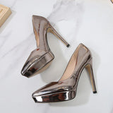 Ladies High Heels Women Party Shoes Platform Ladies Pumps Elegant Gold Silver Super High Heels 12cm MartLion   