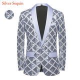 Luxury Laser Sequin Tuxedo Blazer Jacket Men's One Button Shawl Lapel Dress Suit Blazer Party Stage Prom Singer Homme MartLion Silver Sequin Eu Size XS 