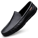 Genuine Leather Men's Casual Shoes Luxury Loafers Moccasins Breathable Slip on Driving Homme MartLion Black 37 