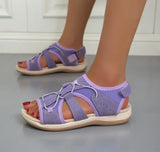 Women Flats Outdoor Beach Sandals Low Top Round Toe Casual Sports Fish Mouth Opened Toe MartLion PURPLE 43 