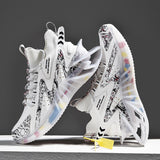 High-top Men's Blade Running Shoes Breathable Sock Sneakers Graffiti Jogging Antiskid Damping Sport Zapatillas Mart Lion 9976white 7 