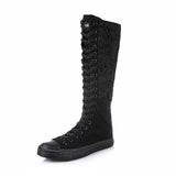  High Barrel Shoes for Women Elevated Canvas Flat Sole Boots Lace Casual Board MartLion - Mart Lion