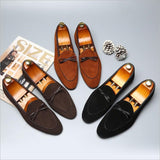 Men's Casual Shoes with Bowknot Genuine Suede Leather Trendy Party Wedding Loafers Flats Driving Moccasins Mart Lion   