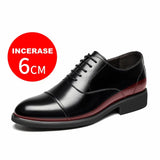 Men's Flat 6CM Heightening Elevator Shoes Formal Leather British Casual Wedding Suit MartLion Black 6cm 39 