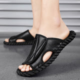 Men's Slippers Summer Slides Beach Shoes Hook amp Loop Designer Hand stitching Casual Footwear Mart Lion   