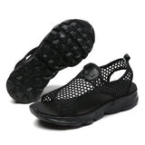 Women Slippers Sandals Fish Mouth Lady Slides Breathable Mesh Mules Shoes Casual Platform Flip Flops MartLion 35 Black 