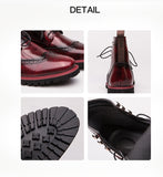 Formal Men's boots British Style Brogue Shoes Mid Calf Dress Leather Oxfords Bota Masculina Mart Lion   