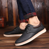 Men's Leather Casual Shoes Flat Trendy Sneaker Oxfords Zapatillas Mart Lion   