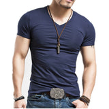 Men's T Shirt 10 colors Fitness V neck Clothing Tops Tees MartLion   