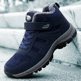 Winter Men's Boots Plush Leather Waterproof Sneakers Climbing Shoes Unisex Women Outdoor Non-slip Warm Hiking MartLion Blue(09) 43(26.5CM) 