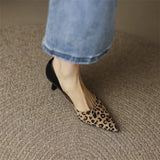 Spring Women Shoes Leopard Print Pointed Toe Chunky Heel Slip-On Pumps Concise High Heel MartLion   