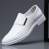 White Leather Dress Shoes Men's Spring Autumn Breathable Formal Derby Casual English MartLion White 45 