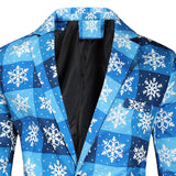 Men's Suit Slim Fit Christmas Suits Plaid Snowflake Printed Three-piece Set Blazers Pants Vest Sets Prom Party Clothes MartLion   