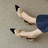 Summer Women Shoes Camellia Pointed Toe Sandals Mixed Colors Low Heel for Low Heels MartLion   