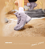  Outdoor High-top Hiking Shoes For Women Snow Boots Winter Warm Plus Fleece Wear-resistant Non-slip Trekking MartLion - Mart Lion