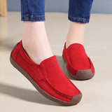 Spring Autumn Women Moccasins Suede Leather Flats Square Toe Slip-on Shoes Fall Casual Apricot Loafers Lady MartLion   