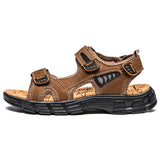 Beach Shoes Men's Slippers Summer Sandals Leather Sandals Outdoor Non-Slip Garden Hiking Mart Lion Brown Eur 38 