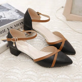 Women Cute Black Pu Leather Spring Office Square Heel Shoes Lady Pumps MartLion