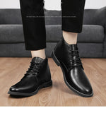 Classic High-top Men's White Shoes Pointed Toe Derby Shoes Men Lace-up Casual Leather Formal MartLion   