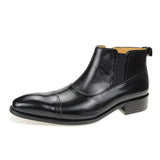 Luxury Men's Chelsea Leather Boots Zip Vintage Social Shoes Cool Type Handmade Genuine MartLion black 38 