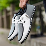 Men's Leather Shoes Casual Loafers Breathable Light Weight White Sneakers Driving Footwear Round Toe Mart Lion   