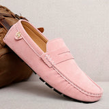 Suede Leather Penny Peas Loafers Men's Women Boys Driving Shoes Moccasins Slip on Flats Designer Loafers Pink MartLion   