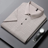 Men's Printed Cotton Casual Short sleeved Shirt Short sleeved and Breathable Top MartLion Beige 4XL 