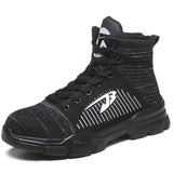 High Top Boots anti-slip work sneakers Winter work shoes safety working with protection anti-puncture work boots men's MartLion 907 Black Grey 37 