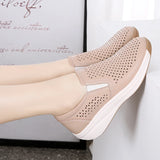 Hollow Elastic Women sneakers Slip Summer Wedges Outsole Ladies Shoes Breathable loafers MartLion   