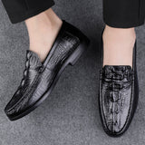 Genuine Leather Men's Loafers Slip On Casual Footwear Moccasins Winter Shoes With Mart Lion   