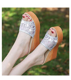 Women Slippers Outdoor Summer Wedge Sandals Mesh Sequin Slide Mujer Verano Beach Slides Platform Slippers Mart Lion   