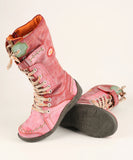 Long Warm Leather Women's Boots In Winter With Solid Color Hand Stitching MartLion