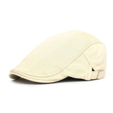 Solid color cotton front cap men's casual cap classic beret MartLion beige  