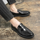 Shoes Loafers Men Patent Leather Wedding Shoes Black Casual Leather Shoes MartLion   