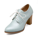 Autumn Elegant Pink Blue Women Formal Pumps High Square Heels Lady Office Shoes MartLion Sky Blue 9 