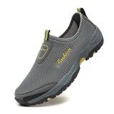 Summer Mesh Shoes Men's Sneakers Lightweight Breathable Walking Footwear Slip-On Casual Mart Lion Gray 02 7 