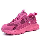 Lightweight Work Safety Shoes Women Men's Breathable Protective Work Sneakers Steel Toe Indestructible Boots MartLion Pink 45 