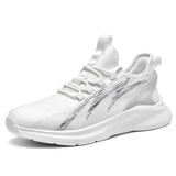 Casual Lightweight Running Shoes Men's Non-slip Mesh Sneakers Breathable Classic Walking Footwear MartLion white grey 38 