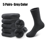5 Pairs Merino Wool Socks Men's Hiking Socks Winter Wool Warm Socks Breathable Crew Thermal Socks Against Cold(US 7-13) MartLion Grey-5 Pairs US 7-13 CHINA