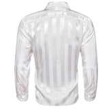 Luxury Shirts Men's Solid Striped Silk Black White Red Blue Green Gold Slim Fit Long Sleeve Blouses Tops Barry Wang MartLion   