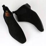 Men's frosted suede Chelsea Boots square toe autumn shoes with stylish MartLion   