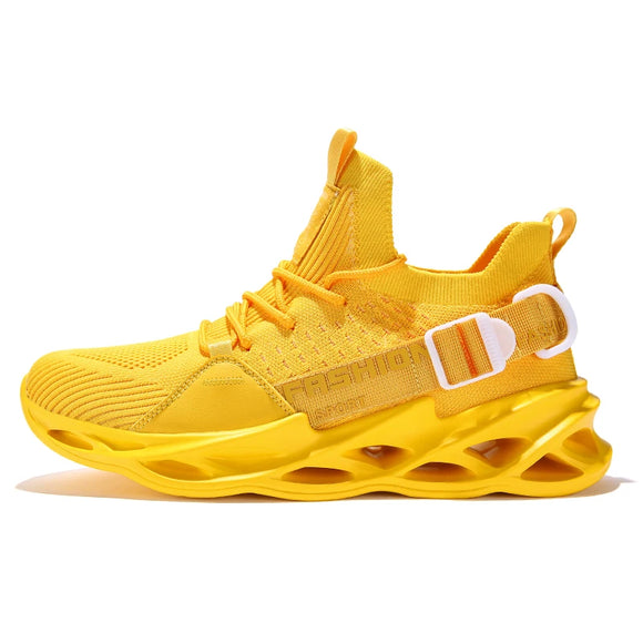 Sneakers Men's Lightweight Blade Running Shoes Shockproof Breathable Sports Height Increase Platform Walking Gym MartLion G133 Yellow 36 