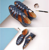 Men's Leather Sandals Trendy Summer Roman Shoes Casual Soft Beach Footwear Flats Mart Lion   