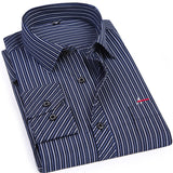 Striped Shirt Brand Clothing Pocket Men's Long Sleeve Shirt  Summer Slim Fit Shirt Casual Shirt Clo Mart Lion AAQS2105WHITE BLUE T 38 