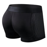Nylon Ice Silk Men's Underwear Breathable Thickened Panties Buttocks Fake Butt Padded Butt Enhancer Booty Underpants MartLion Black M(27-30 inches) 