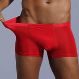 men's transparent underwear boxer Shorts Trunks ice silk Male panties underpants Gay underwear penis MartLion 490Red XXL 