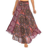 Summer Long Skirts Women Bottom Vintage Two Way Wear Beach Dress MartLion S01003-wine red One Size 